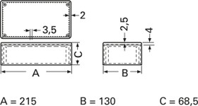 ABS enclosure, (L x W x H) 215 x 130 x 69 mm, black (RAL 9004), COFFER 4.9 SCHWARZ