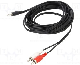 CV212-5.0, Cable; Jack 3.5mm plug,RCA plug x2; 5m; black; PVC