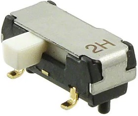 CL-SB-12B-12, Slide Switches slide , 1 pole 2 cont., side set., gull-wing, gold contact, 2mm knob