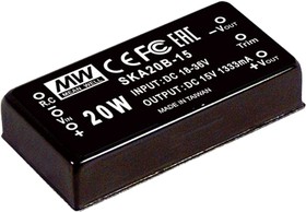 SKA20B-05, DC/DC converter, 20W, input 18-36V, output 5V/4A