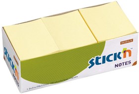 Фото 1/3 Блок самоклеящийся бумажный Stick`n 21005 38x51мм 100лист. 70г/м2 пастель желтый бокс (упак.:1шт)