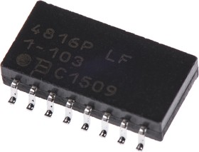 Фото 1/5 4816P-T01-103LF, 4800P 10kΩ ±2% Isolated Resistor Array, 8 Resistors, 1.28W total, SOM, Standard SMT