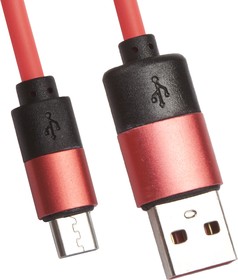 USB кабель LP Micro USB круглый soft touch металлические разъемы розовый, европакет
