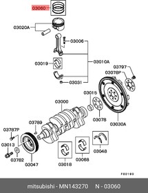 MN143270, Кольца поршневые MITSUBISHI LANCER 2000-, OUTLANDER 2003-2008