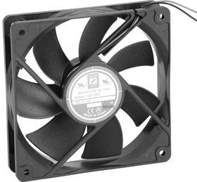 OD1225-12LB, DC Fans DC Fan, 120x120x25mm, 12VDC, 72CFM, 0.24A, 34dBA, 1800RPM, Dual Ball, Lead Wires