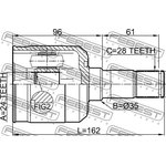 0511M323FLH, Шрус внутренний левый 24x35x28