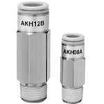 AKH04B-01S, AKH Non Return Valve, 4mm Tube Inlet, R 1/8 Male Outlet, -100 kPa 1 MPa