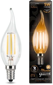 Фото 1/10 Лампа светодиодная филаментная Black Filament 5Вт свеча на ветру 2700К тепл. бел. E14 420лм GAUSS 104801105