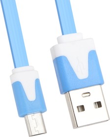 USB кабель LP Micro USB плоский узкий синий, коробка
