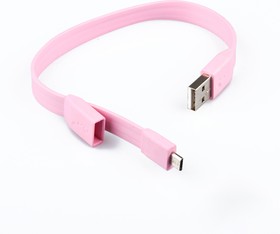 Фото 1/2 USB кабель LP Micro USB плоский браслет розовый, европакет