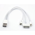 USB кабель LP 4 в 1 для Apple 30 pin, Apple 8 pin, Micro USB, Samsung Tab белый ...