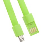 USB кабель LP Micro USB плоский браслет зеленый, европакет