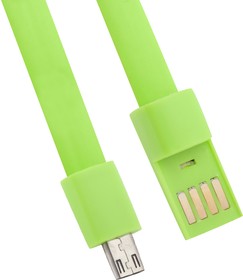 Фото 1/2 USB кабель LP Micro USB плоский браслет зеленый, европакет