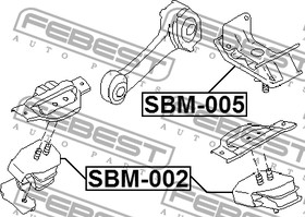 Фото 1/7 SBM005, Опора ДВС AT SUBARU IMPREZA G10 92-02