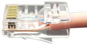 Разъем легкой оконцовки PLEZ-8P8C-U-C6-100 RJ-45 (8P8C) под витую пару кат.6 (50 µ"/ 50 микродюймов) универс. (для ож и мж кабеля) (уп.100шт