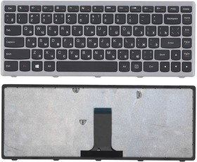 Клавиатура для ноутбука Lenovo Flex 14 G400s черная с серой рамкой