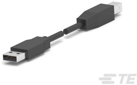 Фото 1/2 1487596-1, USB Cables / IEEE 1394 Cables USB A-B 28/24 BLACK 2 M