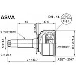 DH-14, ШРУС наружный 19x47x24