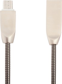 USB кабель "LP" Micro USB "Панцирь" в металлической оплетке (черный/коробка)