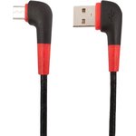 USB кабель "LP" Micro USB L-коннектор "Кожаный шнурок" (черный/коробка)