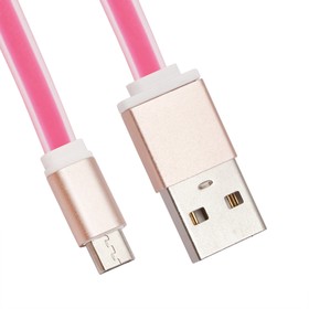 Фото 1/2 USB Дата-кабель "Cable" Micro USB плоский мягкий силикон 1 м. (розовый)