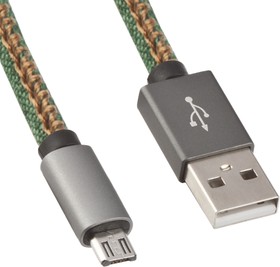 Фото 1/3 USB Дата-кабель Micro USB в джинсовой оплетке (зеленый/коробка)