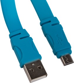 Фото 1/2 USB Дата-кабель Micro USB плоский "линейка см. ft" 1,2 метра (синий/европакет)