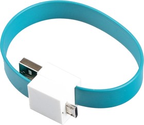 Фото 1/3 USB Дата-кабель на большом магните плоский Micro USB (голубой/европакет)