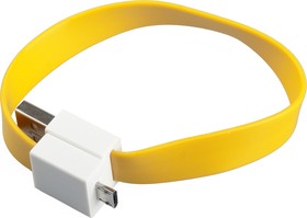 Фото 1/3 USB Дата-кабель на большом магните плоский Micro USB (желтый/европакет)