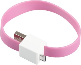 Фото 1/3 USB Дата-кабель на большом магните плоский Micro USB (розовый/европакет)