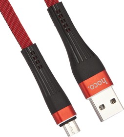 Фото 1/2 USB кабель HOCO U39 Slender Charging Data Cable Micro (L=1,2M) (красный/черный)