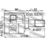 2211-CERII16, Шрус внутренний 22x41x25