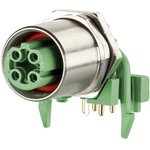MMT471A115-0001, Circular Connector, M12, Socket, Right Angle, Poles - 4, Solder, Panel Mount