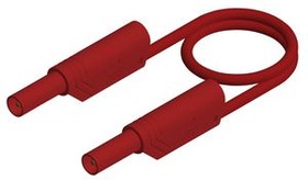 MLS SIL WS 200/1 RED, Safety Test Lead Tin-Plated Brass 2m Red