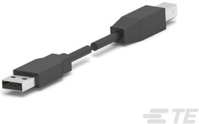 Фото 1/3 1487594-1, USB Cables / IEEE 1394 Cables USB A-B 28/28 BLACK .5 M