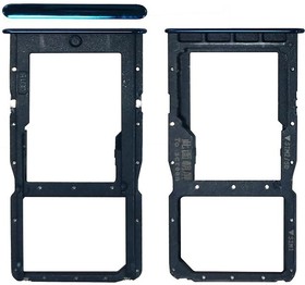 Держатель (лоток) SIM карты для Huawei P30 Lite MAR-LX1M, Nova 4E MAR-AL00 синий