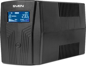 Фото 1/5 UPS SVEN Pro 650 (90Вт, LCD, USB, RG-45, 2 евро розетки)
