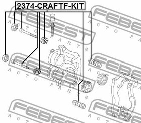 Фото 1/8 2374-CRAFTF-KIT, 2374CRAFTFKIT_ремкомплект направл. суппорта пер.!\ VW Crafter 06-15