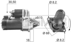 Фото 1/3 Стартер ERA 220001 Opel 12V 0,9 kW 9/10z