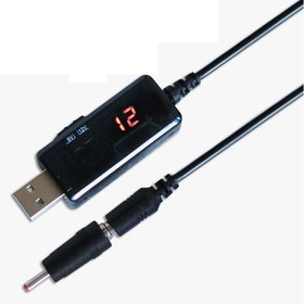 Фото 1/8 KWS-912V Повышающий кабель-конвертер USB to 5.5×2.1мм с дисплеем и переключателем 9V/12V