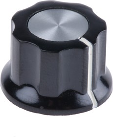 Фото 1/2 19mm Black Potentiometer Knob for 3.2mm Shaft Screw Fix, PKES60B1/8