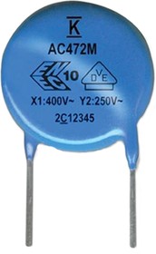 C927U222MZWDBA7317, Керамический подавляющий конденсатор, диск, 2200 пФ, серия 900, ± 20%, X1 / Y2, 440 В, 300 В