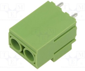 XY135-2P 10.16MM GREEN, PCB terminal block; angled 90°; 10.16mm; ways: 2; on PCBs; green