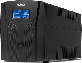 Фото 1/5 UPS SVEN Pro 1500 (1000 ВА, LCD, USB, RG-45, 3 евро розетки)