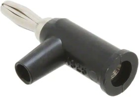1825-0, Banana Plug - 4mm - Solderless - Screw - Stacking - Safety Collar - Black