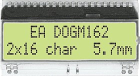 Фото 1/2 EA DOGM162E-A, LCD Character Display Modules & Accessories STN(+) Transmissive Yel/Grn Background