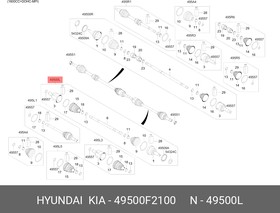 49500-F2100, Привод HYUNDAI Elantra (16-) колеса переднего левый OE
