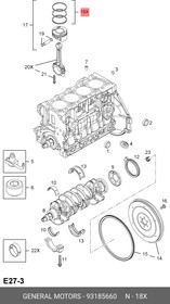 93185660, Кольца поршневые к-кт на 1 цилиндр OPEL: ASTRA-H A18xER 04-, SIGNUM Z18xER 03-08, VECTRA C Z18xER 02