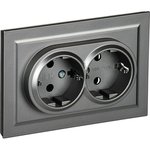 Socket 2-m SP BRITE RS12-3-BrS 16A assembled with earthing. without protection ...