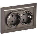 Socket 2-m SP BRITE RS12-3-BrTB 16A assembled with earthing. without protection ...